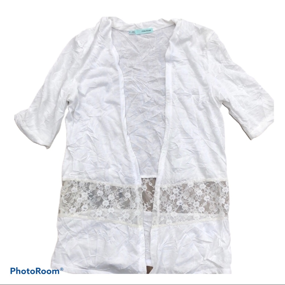 White Crinkle Lace Open Shrug